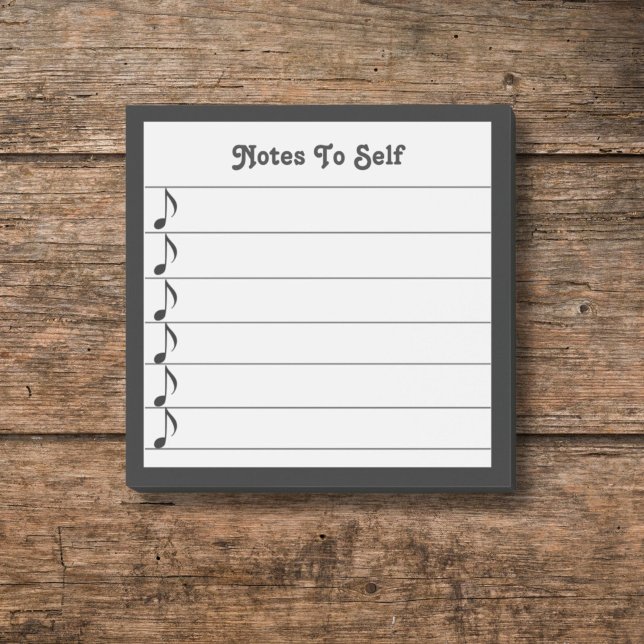 Music Notes To Self Black White Lined Sticky (Creator Uploaded)