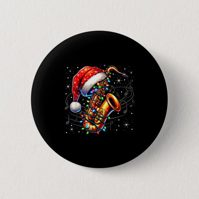 Music Notes Treble Clef Christmas Saxophone Jazz M 6 Cm Round Badge (Front)
