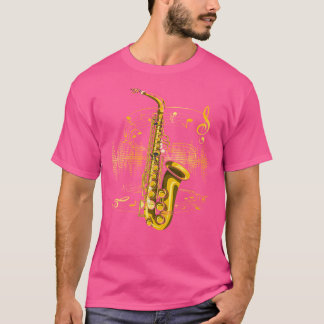 Music Notes Treble Clef Saxophonist Jazz Musician T-Shirt