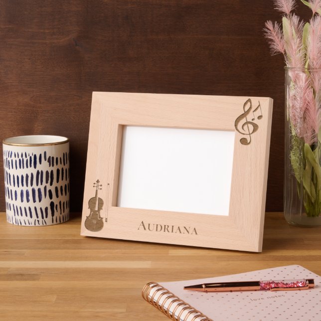 Music Notes Violin Personalised Etched Frames (Left)