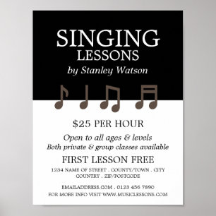 Music Notes, Vocalist Lessons Advertising Poster