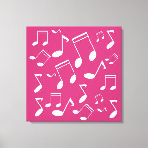 Music notes white canvas print