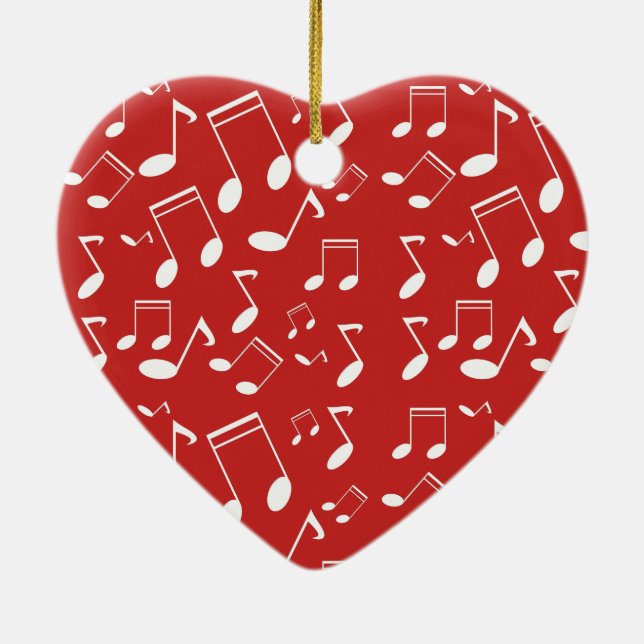 Music notes white ceramic tree decoration (Back)