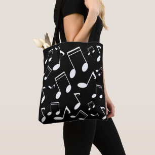 Music notes white tote bag