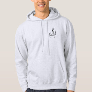 Music notes with treble clef on staff hoodie