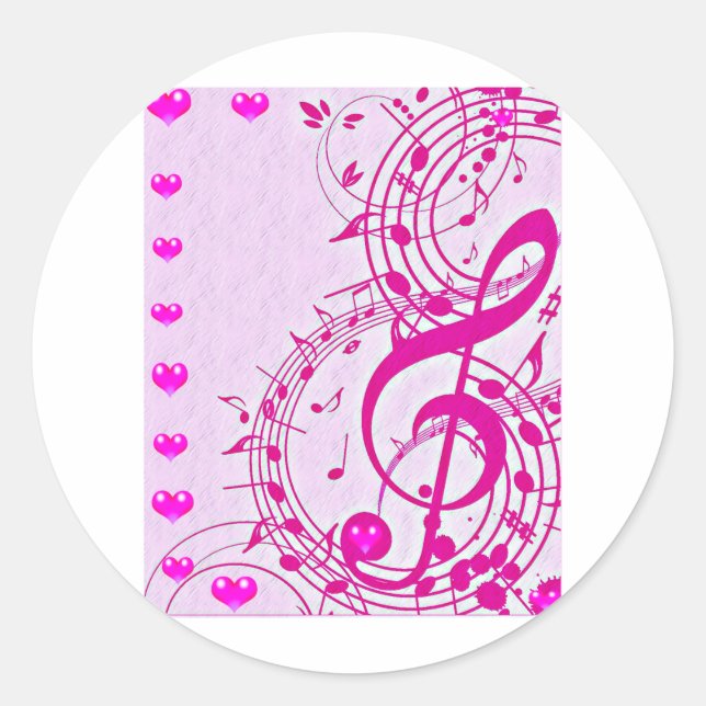 Music of love_ classic round sticker (Front)