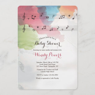 Music on Watercolor Paper Invitation