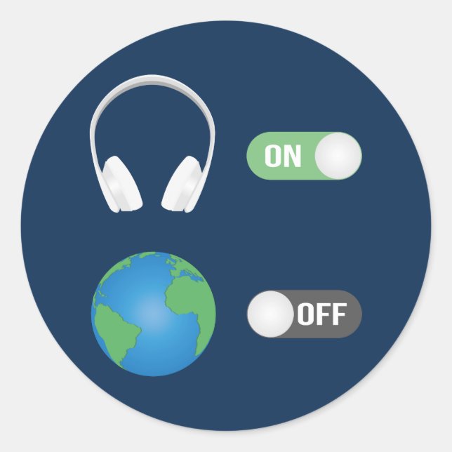 Music On World Off Classic Round Sticker (Front)