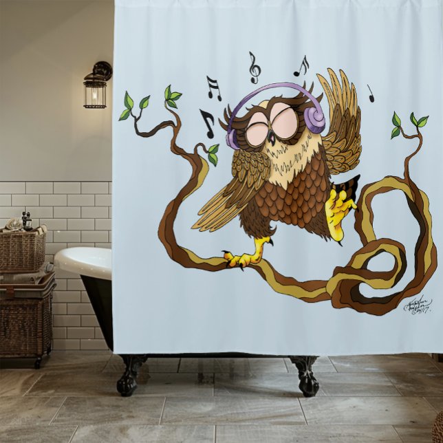 Music Owl Shower Curtain (Creator Uploaded)