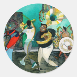 Music Painting "New Orleans Jazz" Classic Round Sticker