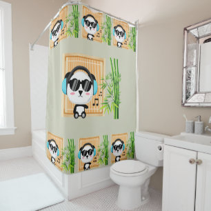 music panda shower curtain