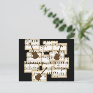 music paper guitars background postcard