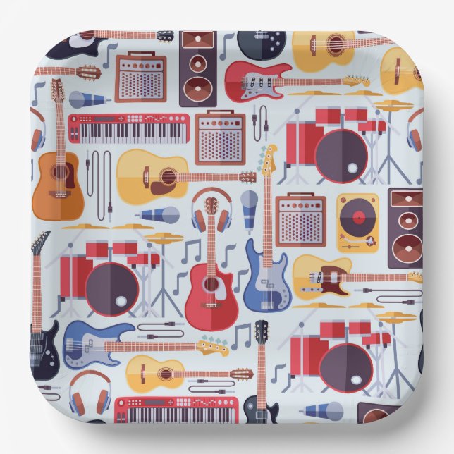Music Paper Plates, Musical Instruments Party Plate (Front)