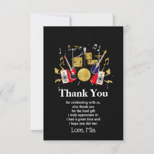 music party guitar drum set musical thank you card