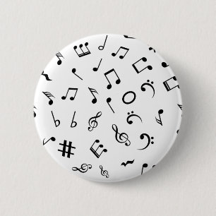 Music pattern 6 cm round badge
