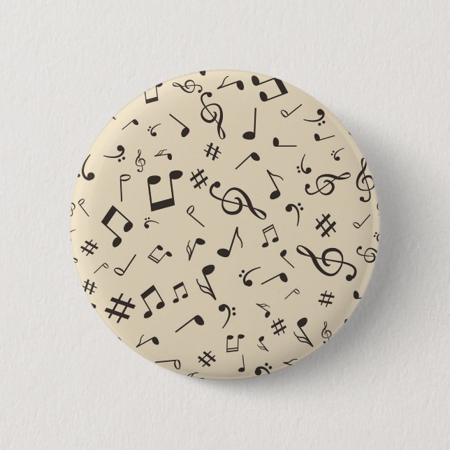 Music pattern 6 cm round badge (Front)