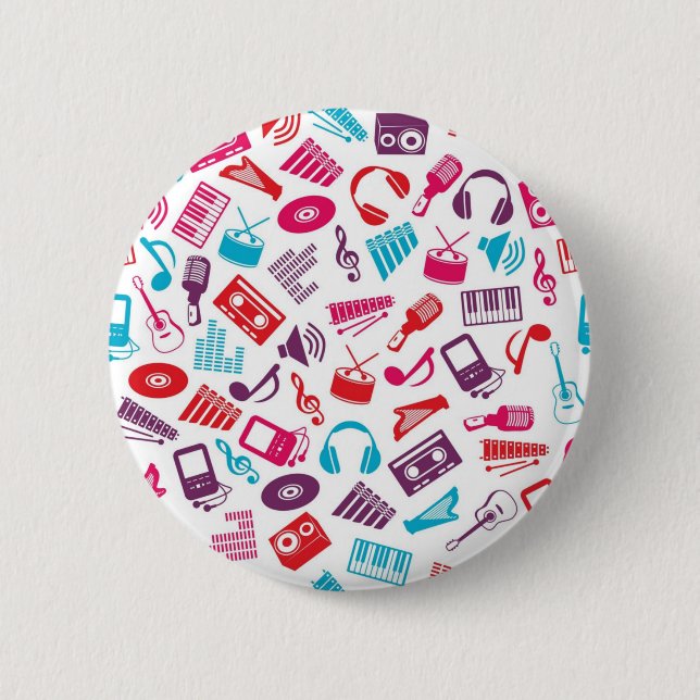 Music pattern 6 cm round badge (Front)