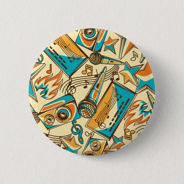 Music pattern 6 cm round badge (Front)