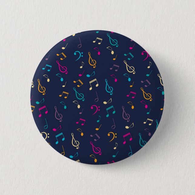 Music pattern 6 cm round badge (Front)