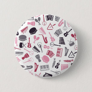Music pattern 6 cm round badge
