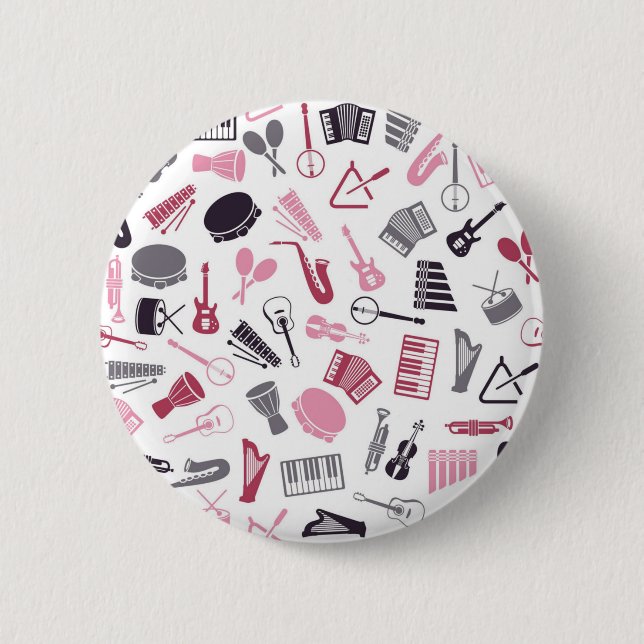 Music pattern 6 cm round badge (Front)