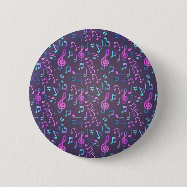 Music pattern 6 cm round badge (Front)