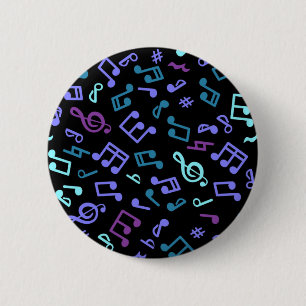 Music pattern 6 cm round badge
