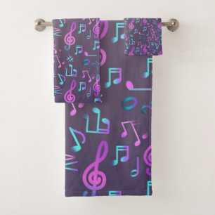Music pattern bath towel set
