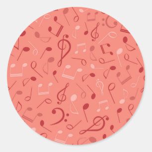 Music pattern classic round sticker