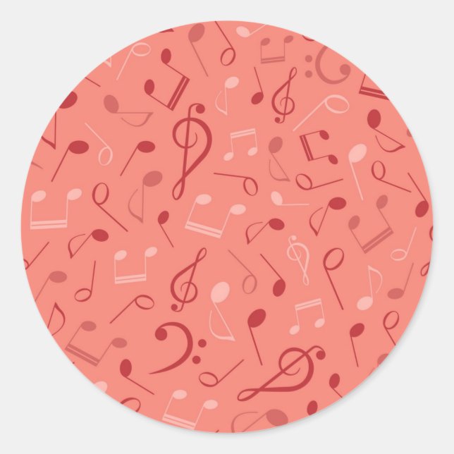 Music pattern classic round sticker (Front)