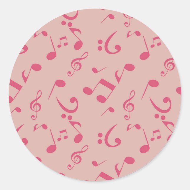 Music pattern classic round sticker (Front)
