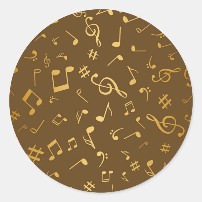 Music pattern classic round sticker (Front)