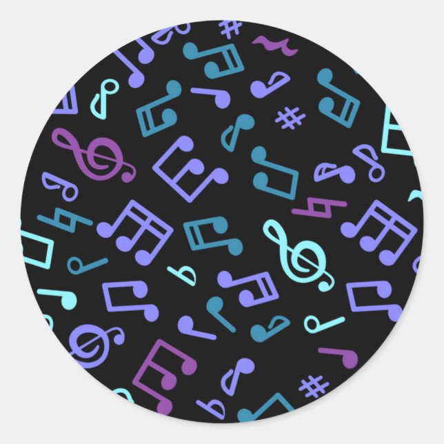 Music pattern classic round sticker (Front)