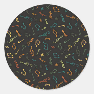 Music pattern classic round sticker
