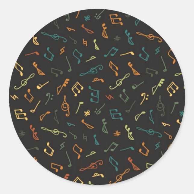 Music pattern classic round sticker (Front)