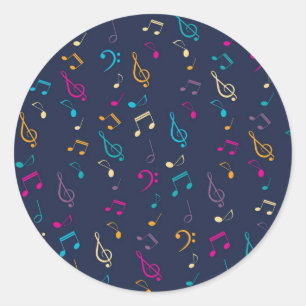 Music pattern classic round sticker