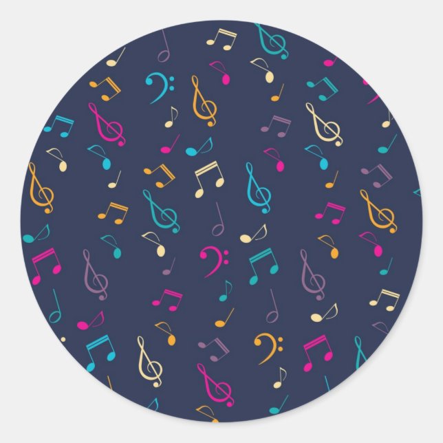 Music pattern classic round sticker (Front)