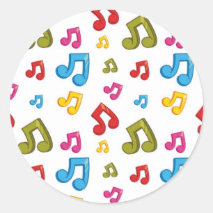 Music pattern classic round sticker