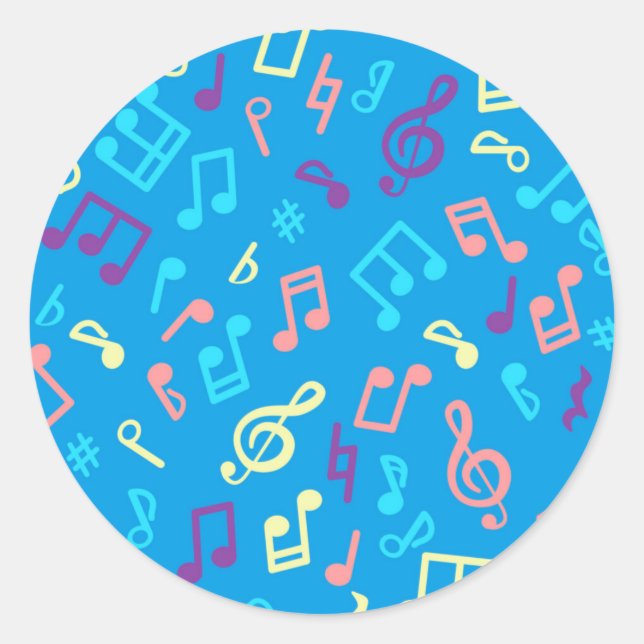 Music pattern classic round sticker (Front)