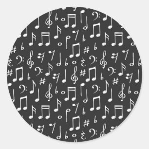 Music pattern classic round sticker