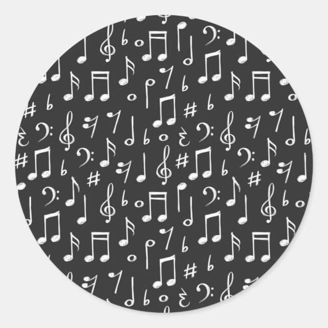 Music pattern classic round sticker (Front)