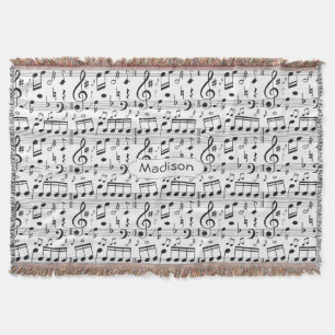 Music Pattern custom name throw blanket