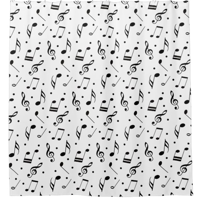 Music Pattern Elegant Musical Shower Curtain (Front)