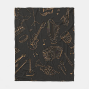 Music pattern fleece blanket