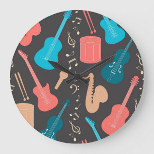 Music pattern large clock
