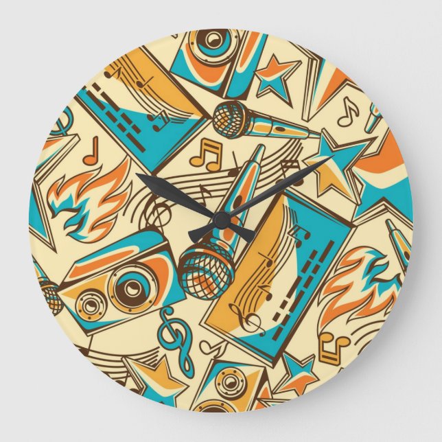 Music pattern large clock (Front)