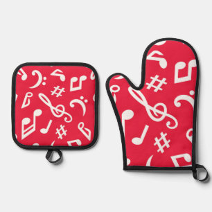 Music pattern oven mitt & pot holder set