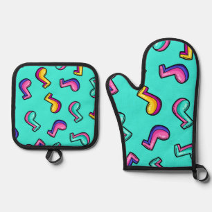 Music pattern oven mitt & pot holder set