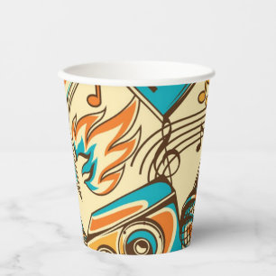 Music pattern paper cups