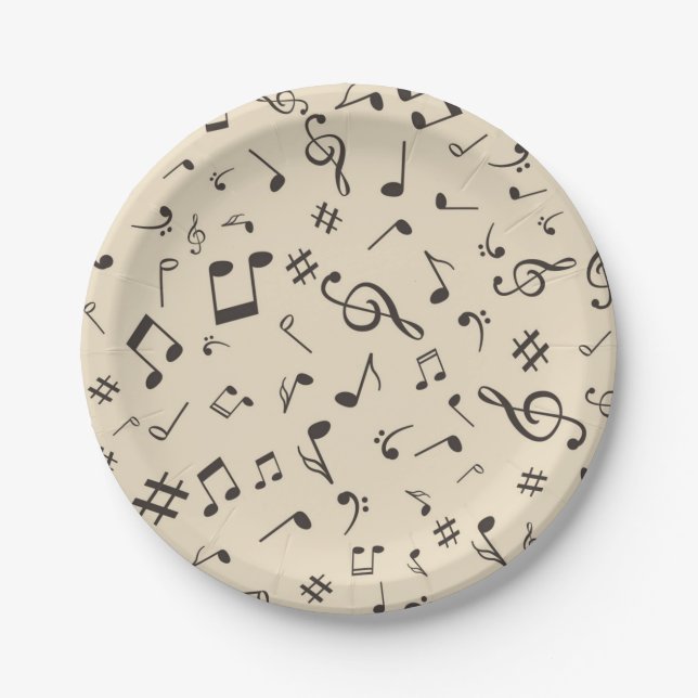 Music pattern paper plate (Front)